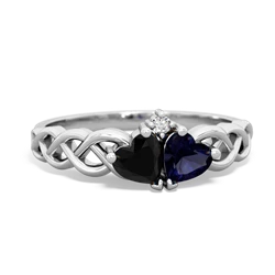 Onyx Heart To Heart Braid 14K White Gold ring R5870