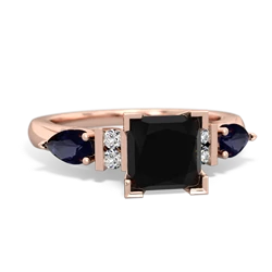 Onyx 6Mm Princess Eternal Embrace Engagement 14K Rose Gold ring C2002