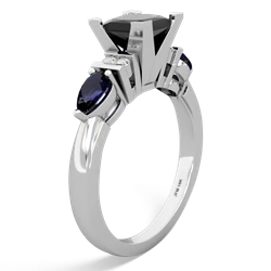 Onyx 6Mm Princess Eternal Embrace Engagement 14K White Gold ring C2002