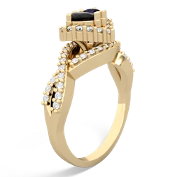 Onyx Diamond Twist 'One Heart' 14K Yellow Gold ring R2640HRT