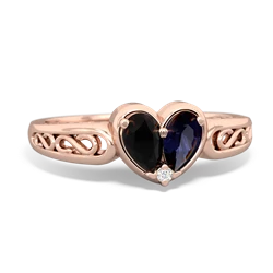 Onyx Filligree 'One Heart' 14K Rose Gold ring R5070