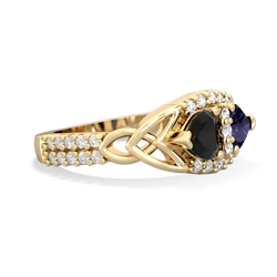 Onyx Sparkling Celtic Knot 14K Yellow Gold ring R2645