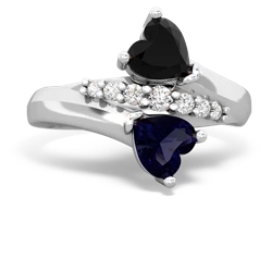 Onyx Heart To Heart 14K White Gold ring R2064