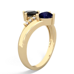 Onyx Heart To Heart 14K Yellow Gold ring R2064