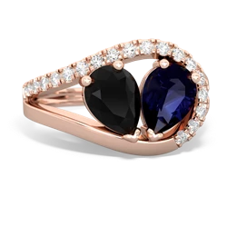 Onyx Nestled Heart Keepsake 14K Rose Gold ring R5650