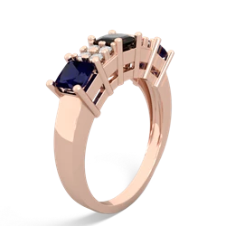 Onyx Three Stone Diamond Cluster 14K Rose Gold ring R2592