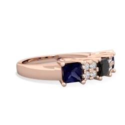 Onyx Three Stone Diamond Cluster 14K Rose Gold ring R2592