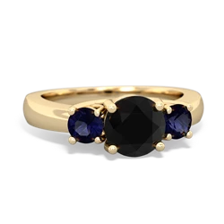 Onyx Three Stone Round Trellis 14K Yellow Gold ring R4018