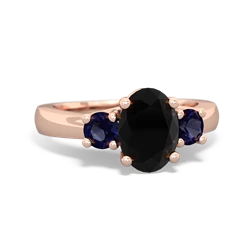 Onyx Three Stone Oval Trellis 14K Rose Gold ring R4024