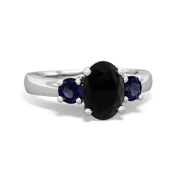 Onyx Three Stone Oval Trellis 14K White Gold ring R4024