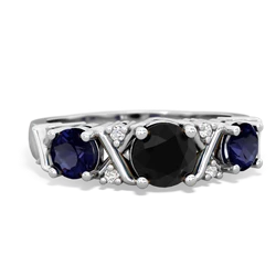 Onyx Hugs And Kisses 14K White Gold ring R5016