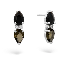 Onyx Bowtie Drop 14K White Gold earrings E0865