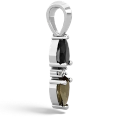 Onyx Bowtie Drop 14K White Gold pendant P0865