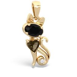 Onyx Kitten 14K Yellow Gold pendant P5780