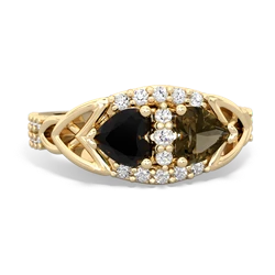 Onyx Sparkling Celtic Knot 14K Yellow Gold ring R2645