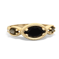 Onyx Milgrain Marquise 14K Yellow Gold ring R5700