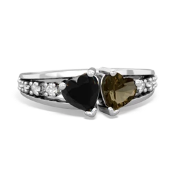 Onyx Heart To Heart 14K White Gold ring R3342