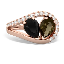 Onyx Nestled Heart Keepsake 14K Rose Gold ring R5650