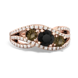 Onyx Three Stone Aurora 14K Rose Gold ring R3080