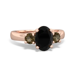 Onyx Three Stone Oval Trellis 14K Rose Gold ring R4024