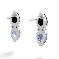 Onyx Bowtie Drop 14K White Gold earrings E0865