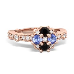 Onyx Sparkling Tiara Cluster 14K Rose Gold ring R26293RD