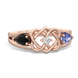 Onyx Hearts Intertwined 14K Rose Gold ring R5880