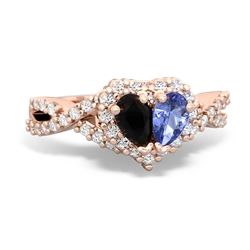 Onyx Diamond Twist 'One Heart' 14K Rose Gold ring R2640HRT