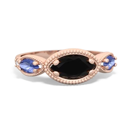 Onyx Milgrain Marquise 14K Rose Gold ring R5700