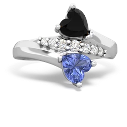 Onyx Heart To Heart 14K White Gold ring R2064