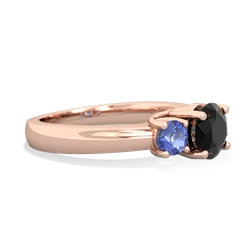 Onyx Three Stone Round Trellis 14K Rose Gold ring R4018