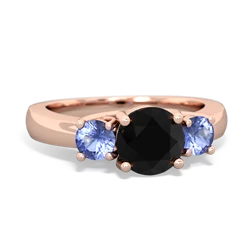 Onyx Three Stone Round Trellis 14K Rose Gold ring R4018