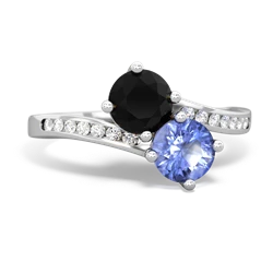 Onyx Channel Set Two Stone 14K White Gold ring R5303