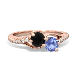 Onyx Infinity Pave Two Stone 14K Rose Gold ring R5285