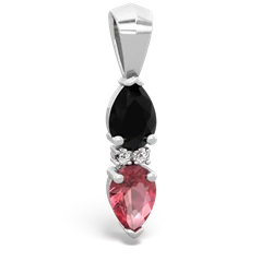 Onyx Bowtie Drop 14K White Gold pendant P0865