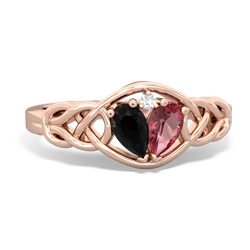 Onyx Celtic Love Knot 14K Rose Gold ring R5420