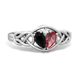 Onyx Celtic Love Knot 14K White Gold ring R5420