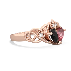 Onyx 'One Heart' Celtic Knot Claddagh 14K Rose Gold ring R5322