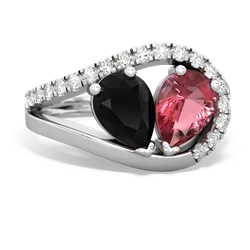 Onyx Nestled Heart Keepsake 14K White Gold ring R5650