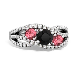 Onyx Three Stone Aurora 14K White Gold ring R3080