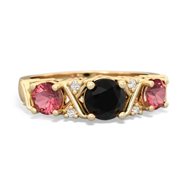 Onyx Hugs And Kisses 14K Yellow Gold ring R5016