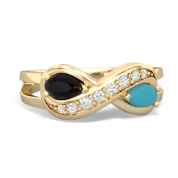 Onyx Diamond Infinity 14K Yellow Gold ring R5390