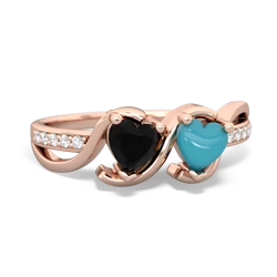 Onyx Side By Side 14K Rose Gold ring R3090