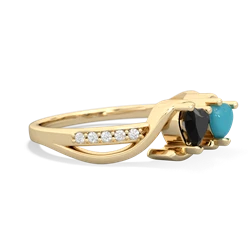 Onyx Side By Side 14K Yellow Gold ring R3090