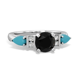 Onyx 6Mm Round Eternal Embrace Engagement 14K White Gold ring R2005