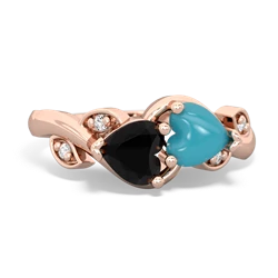 Onyx Floral Elegance 14K Rose Gold ring R5790