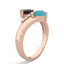 Onyx Heart To Heart 14K Rose Gold ring R2064