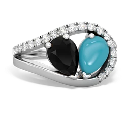 Onyx Nestled Heart Keepsake 14K White Gold ring R5650