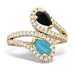 Onyx Diamond Dazzler 14K Yellow Gold ring R3000