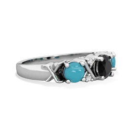 Onyx Hugs And Kisses 14K White Gold ring R5016